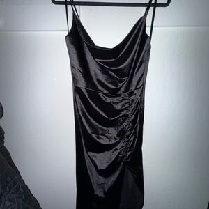 Windsor Elegant Black Satin Backless Gown